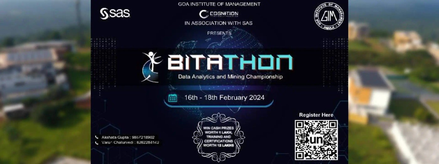 Poster for BITATHON 2024 – Data Analytics Championship Finale (GIM x SAS)