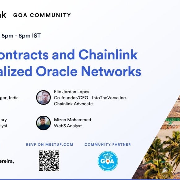Poster for Chainlink Goa Community Launch: Smart Contracts and Decentralized Oracle Networks