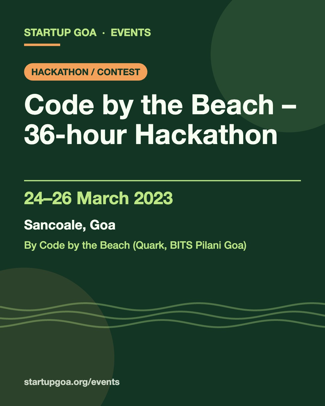 Poster for Code by the Beach – 36-hour Hackathon