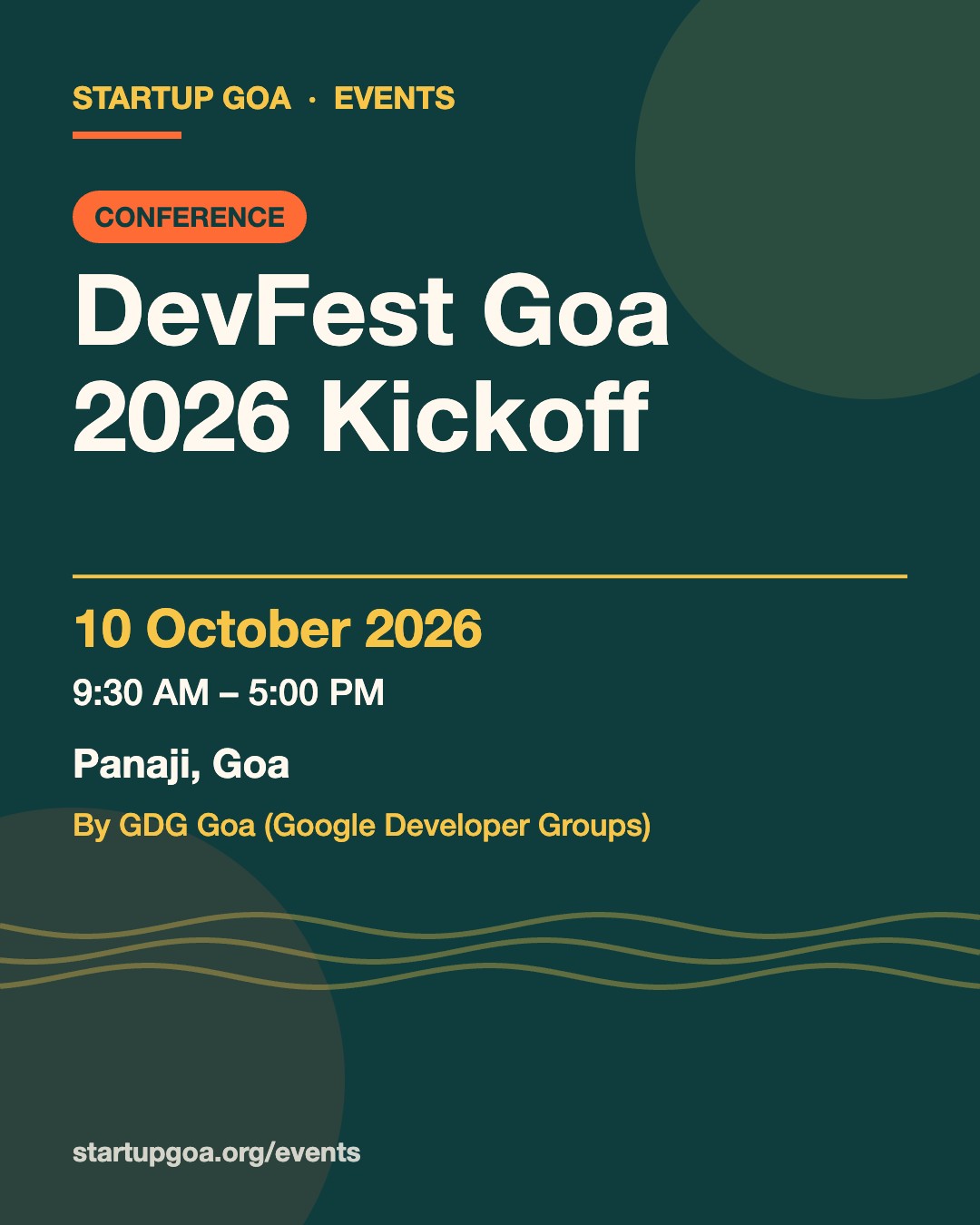 Poster: DevFest Goa 2026 Kickoff, 10 October 2026
