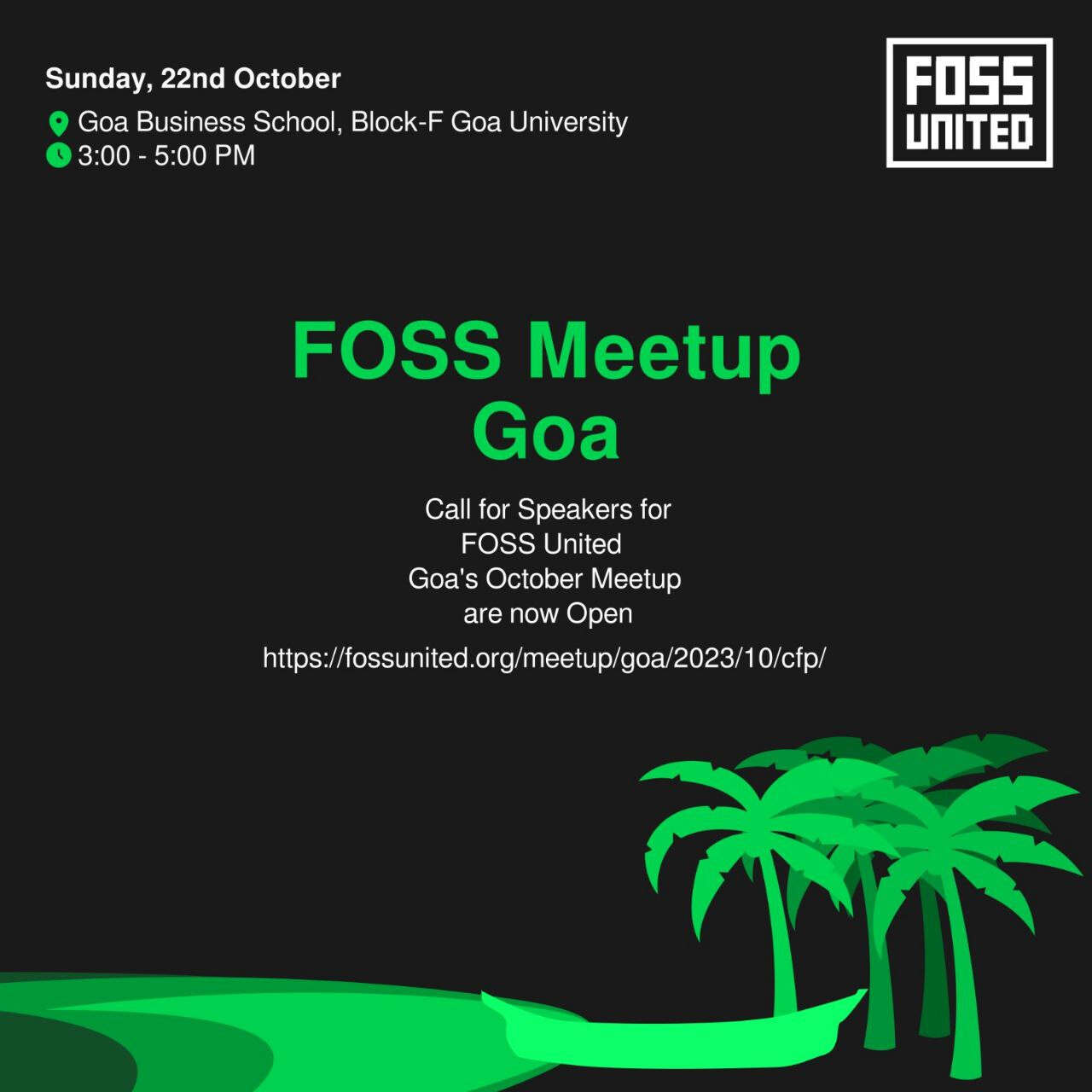Poster for FOSS Meetup Goa – October 2023