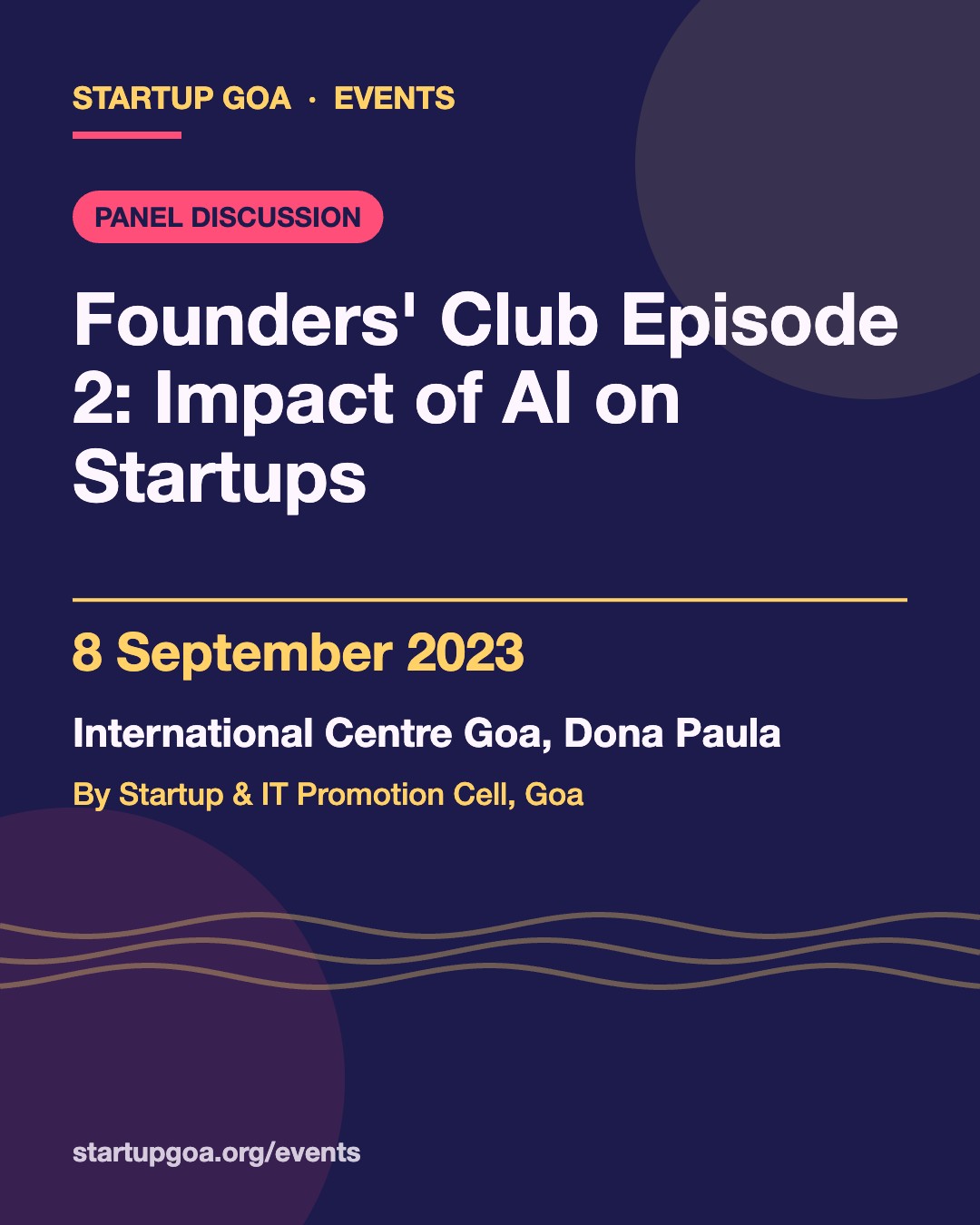 Poster: Founders' Club Episode 2: Impact of AI on Startups, 8 September 2023