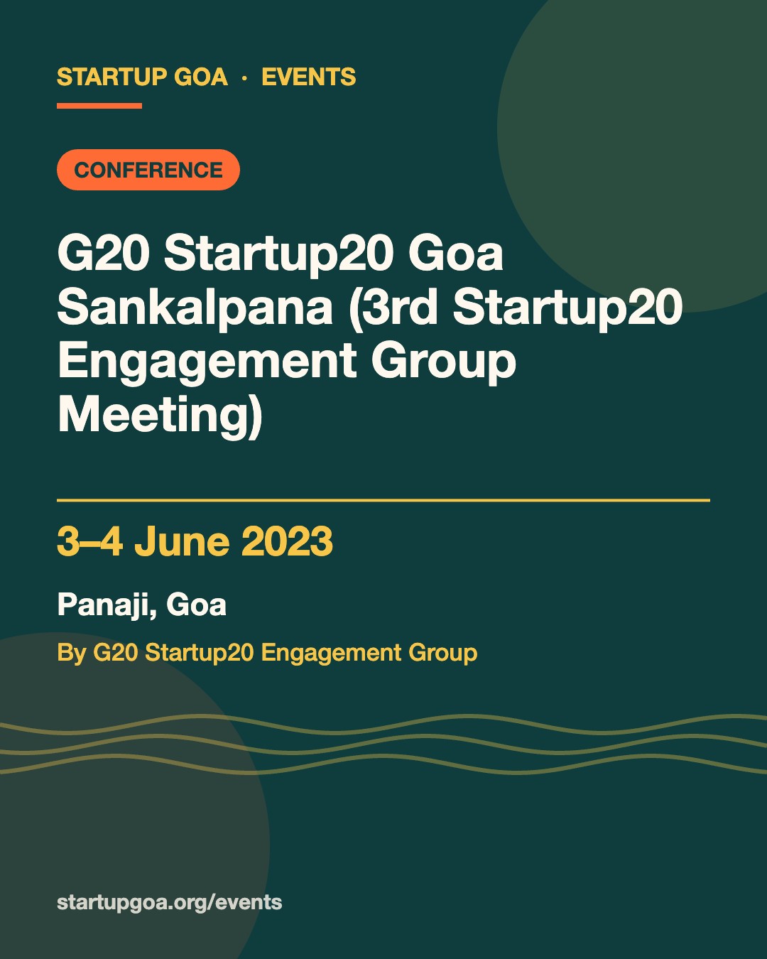 Poster: G20 Startup20 Goa Sankalpana (3rd Startup20 Engagement Group Meeting), 3–4 June 2023
