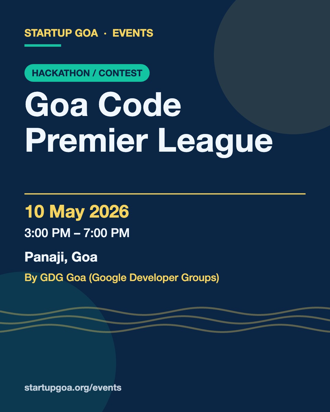 Poster: Goa Code Premier League, 10 May 2026