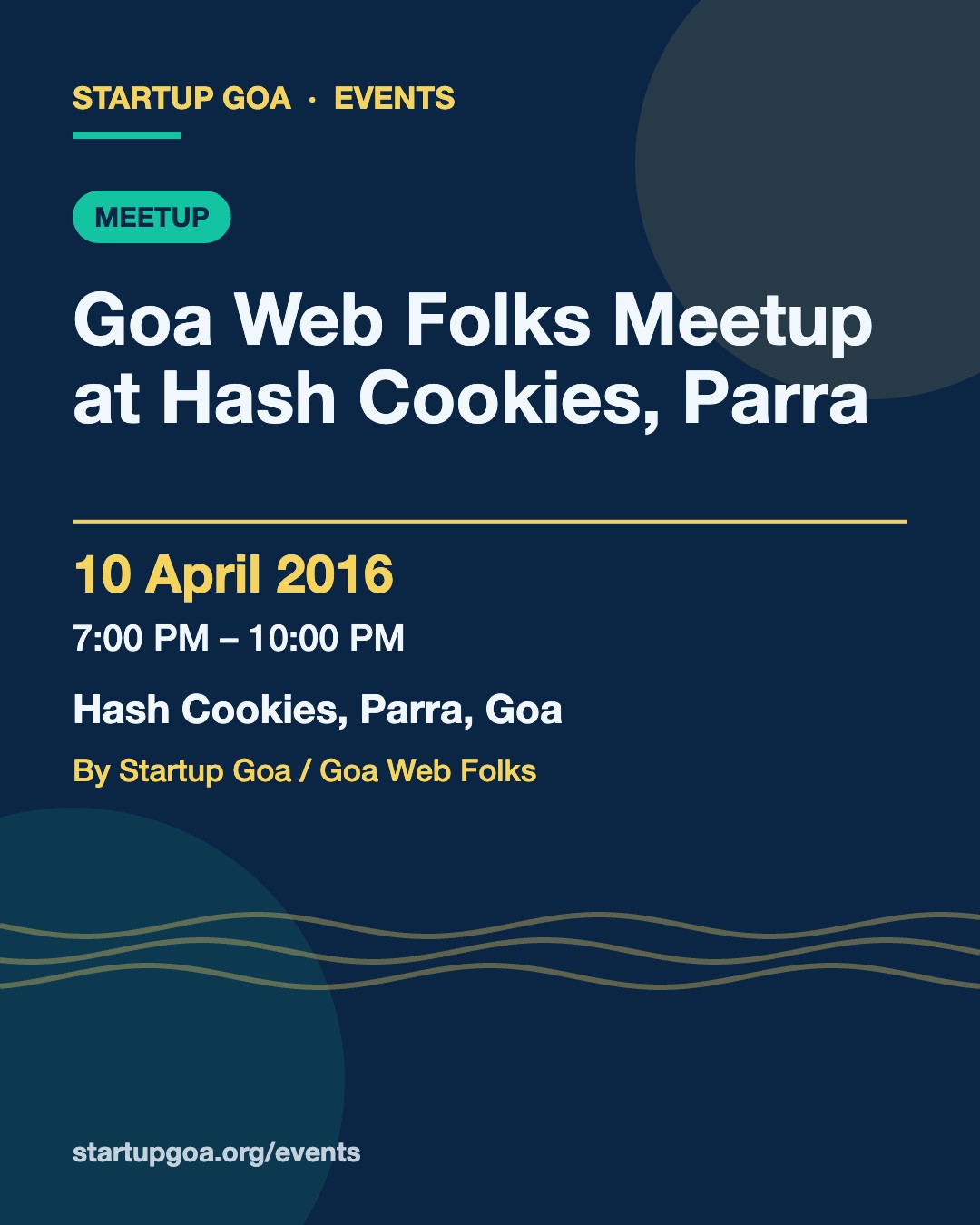 Poster for Goa Web Folks Meetup at Hash Cookies, Parra