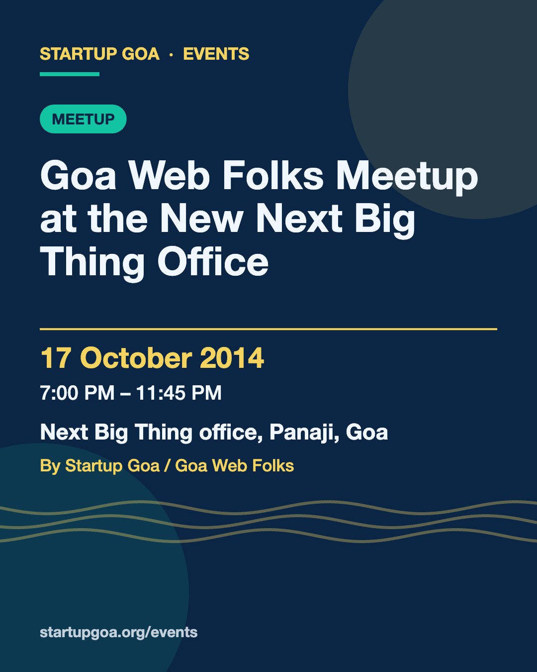 Poster: Goa Web Folks Meetup at the New Next Big Thing Office, 17 October 2014
