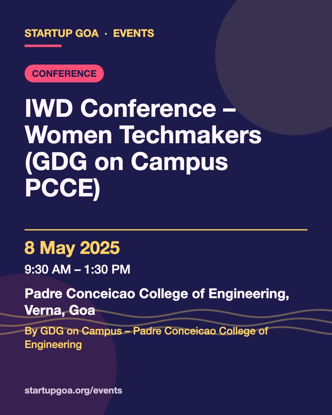 Poster: IWD Conference – Women Techmakers (GDG on Campus PCCE), 8 May 2025