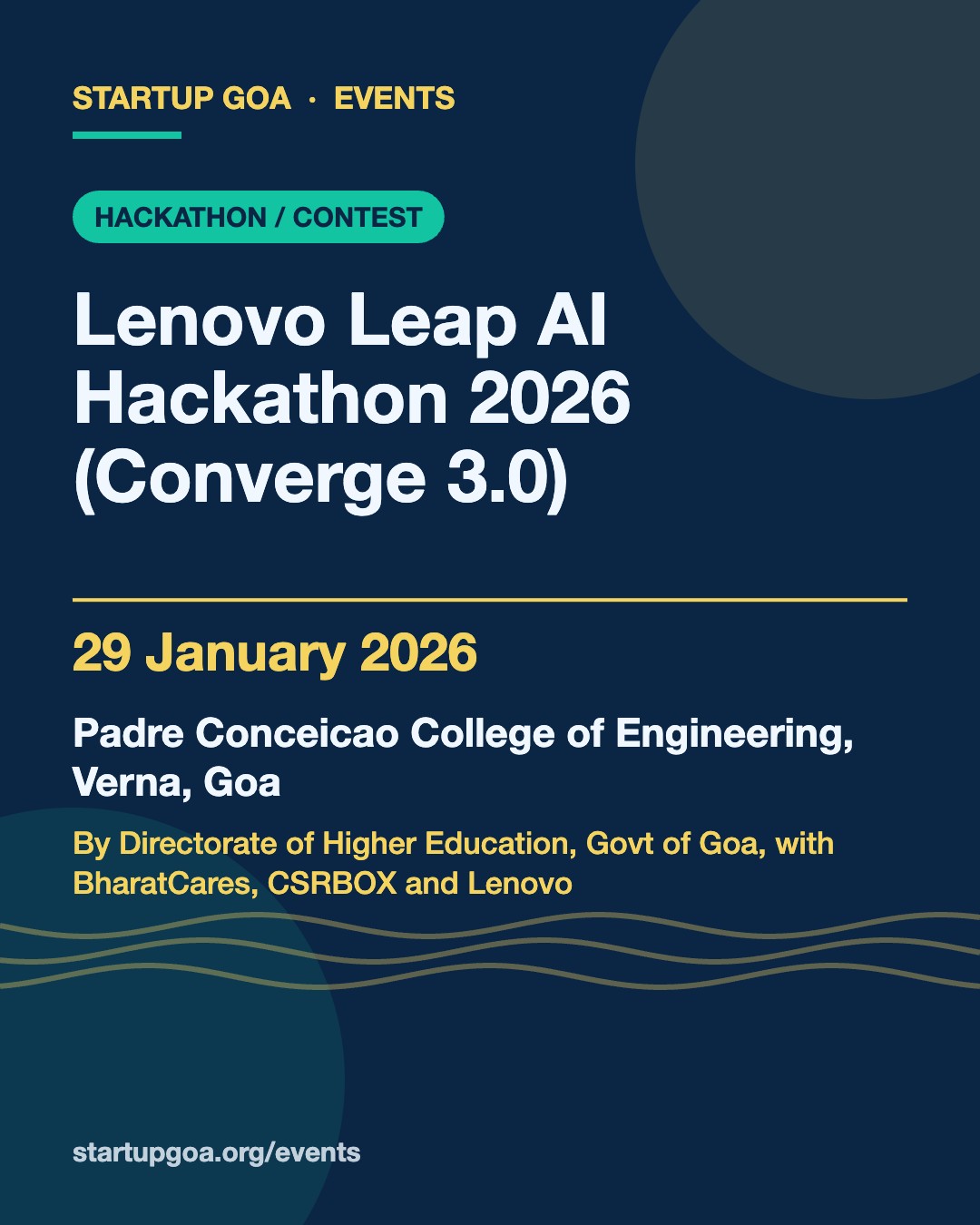 Poster: Lenovo Leap AI Hackathon 2026 (Converge 3.0), 29 January 2026