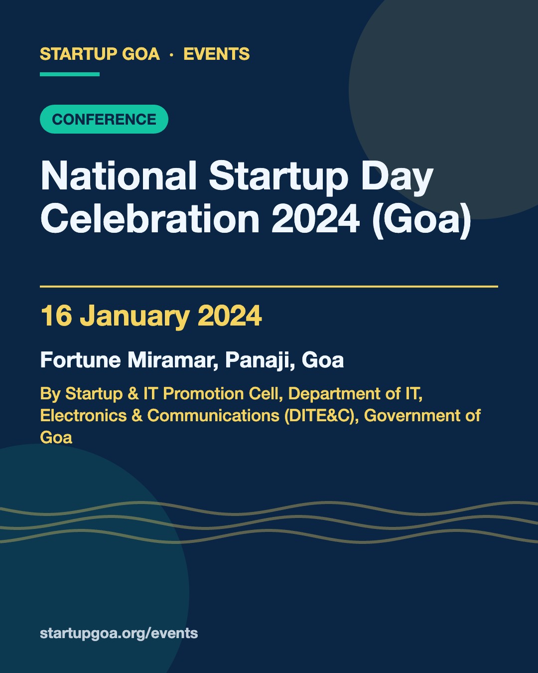 Poster: National Startup Day Celebration 2024 (Goa), 16 January 2024
