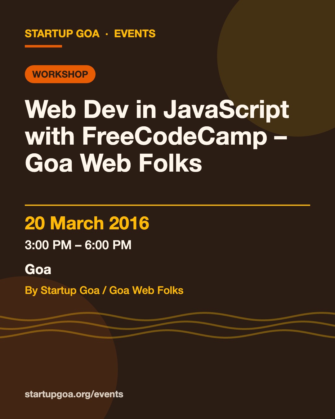 Poster for Web Dev in JavaScript with FreeCodeCamp – Goa Web Folks